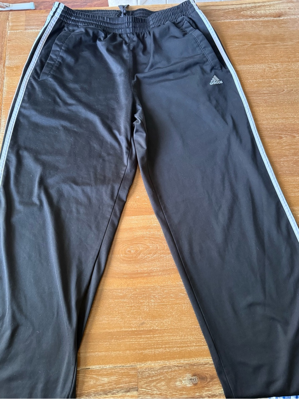 adidas Black Joggers with Light Gray Side Stripes